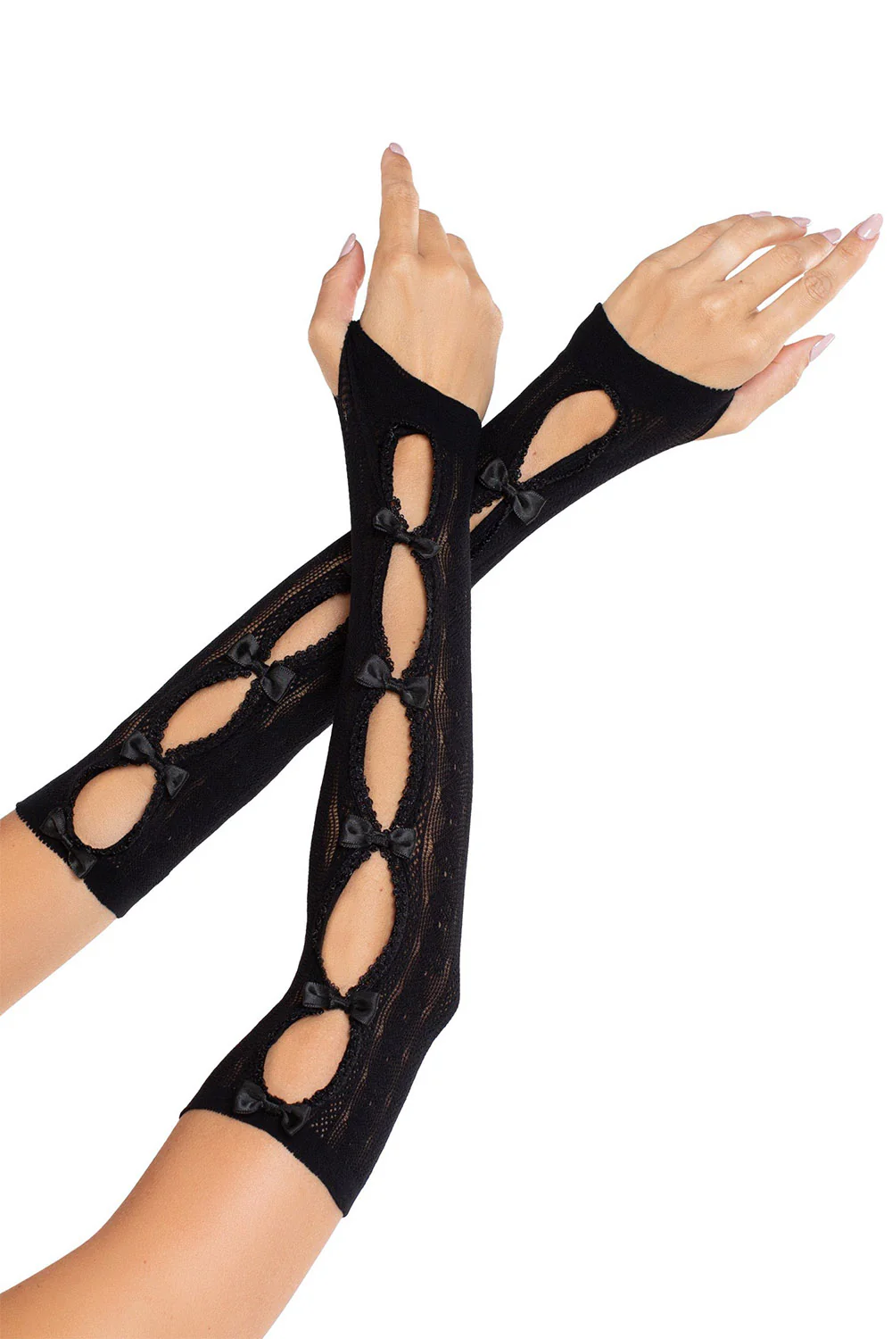 Bordeux Satin Bow Lace Gloves