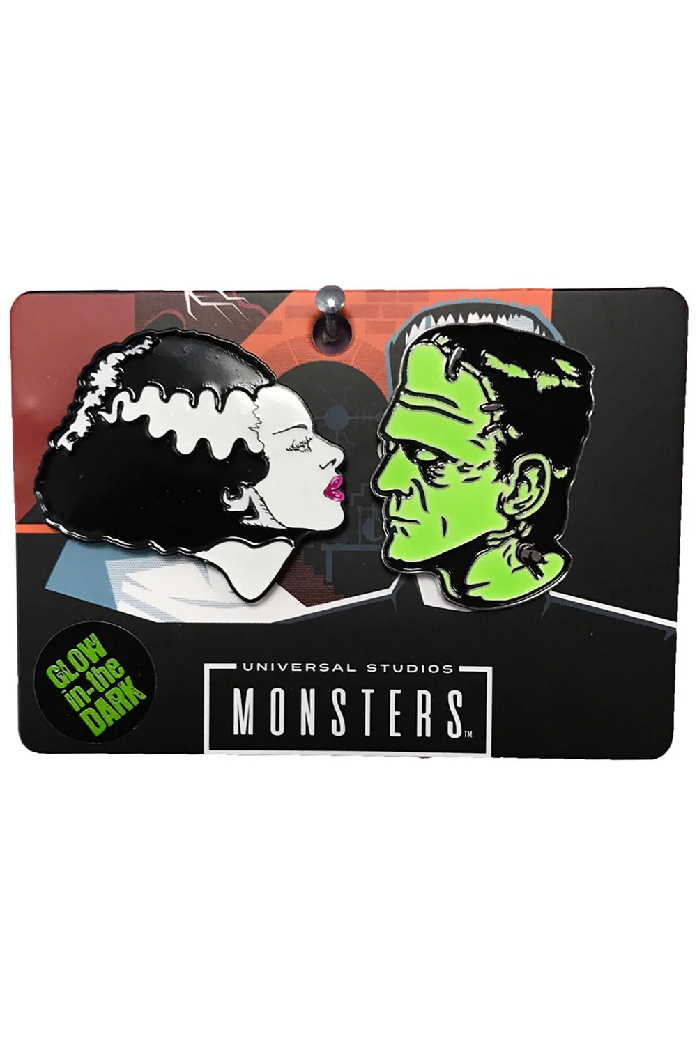 Bride Of Frankenstein & Frankenstein We Belong Dead Enamel Pin Set - Image 3