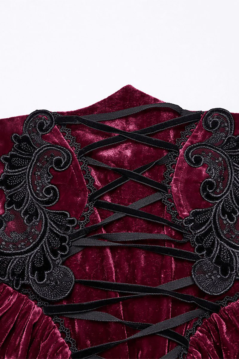 Cabernet Sauvignon Velvet Skirt [Wine Red] - Image 8