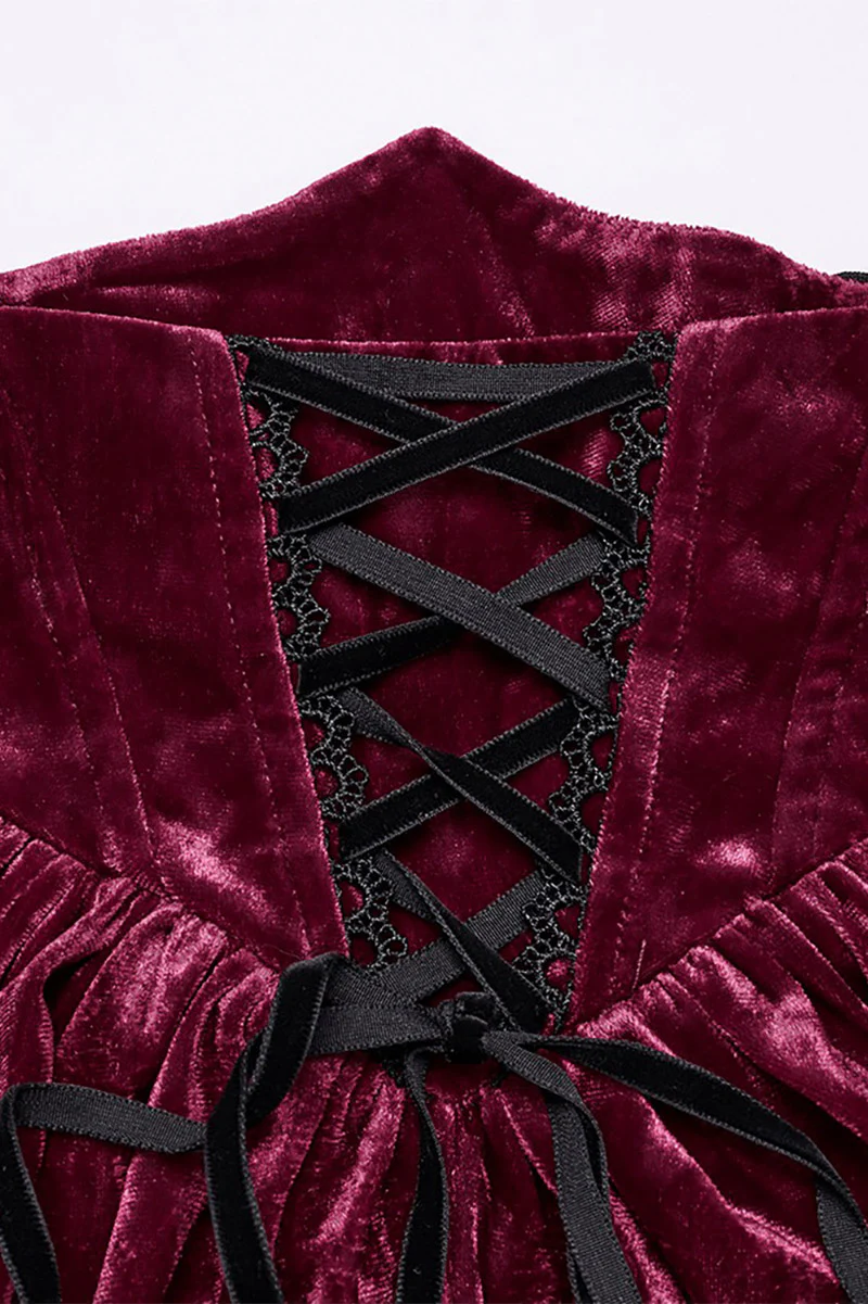 Cabernet Sauvignon Velvet Skirt [Wine Red] - Image 9