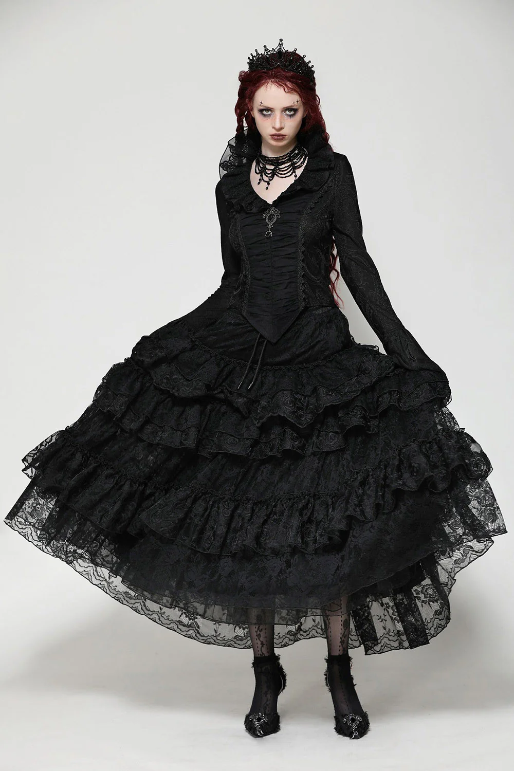 Calypso Gothic Tiered Lace Skirt - Image 4