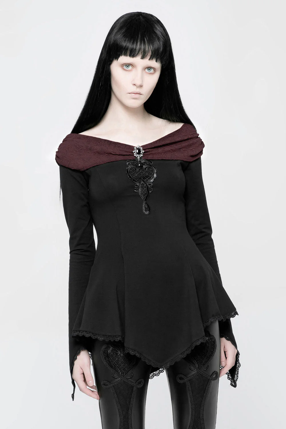Castle Curse Bardot Top [BLACK/RED] - Image 6