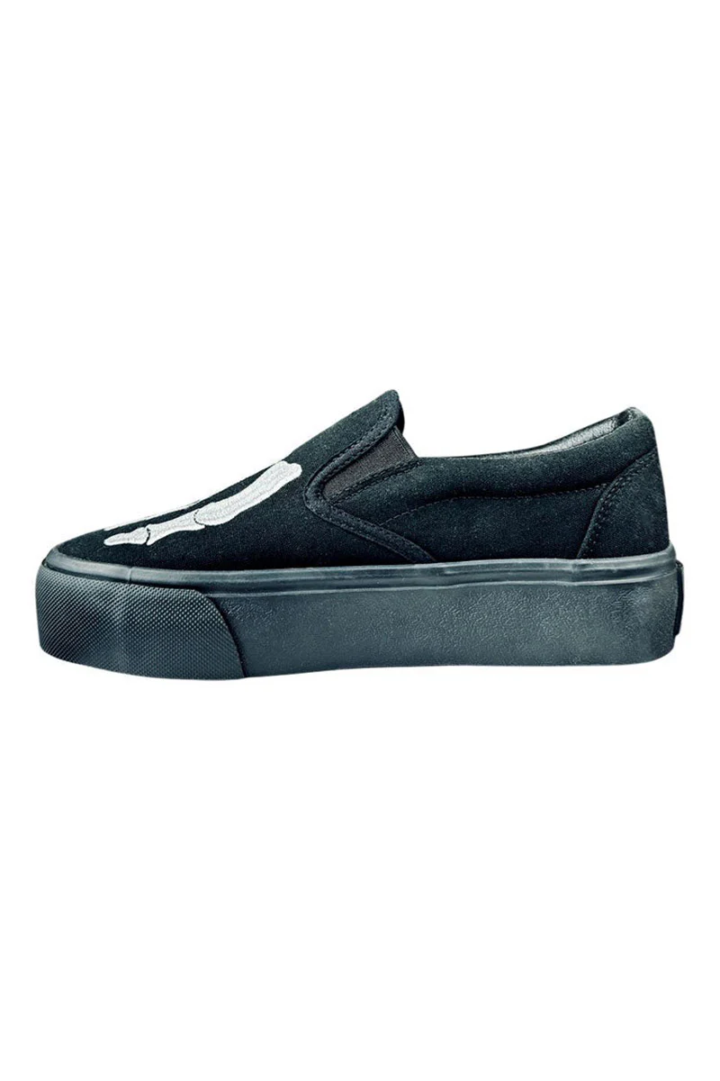 Chill Bones Slip-On Skate Shoes [Black/White] - Image 6