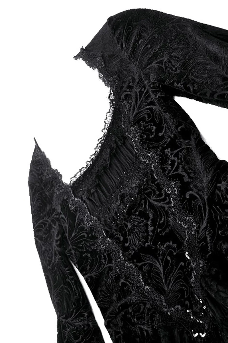 Coquette Flocked Vampire Velvet Dress - Image 9