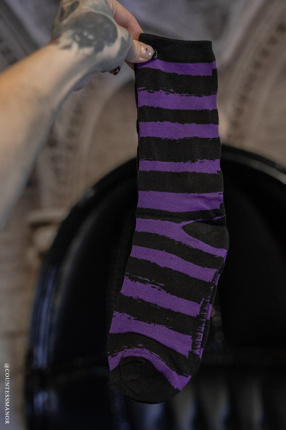 Creepy Crew Socks [Purple/Black Stripes]