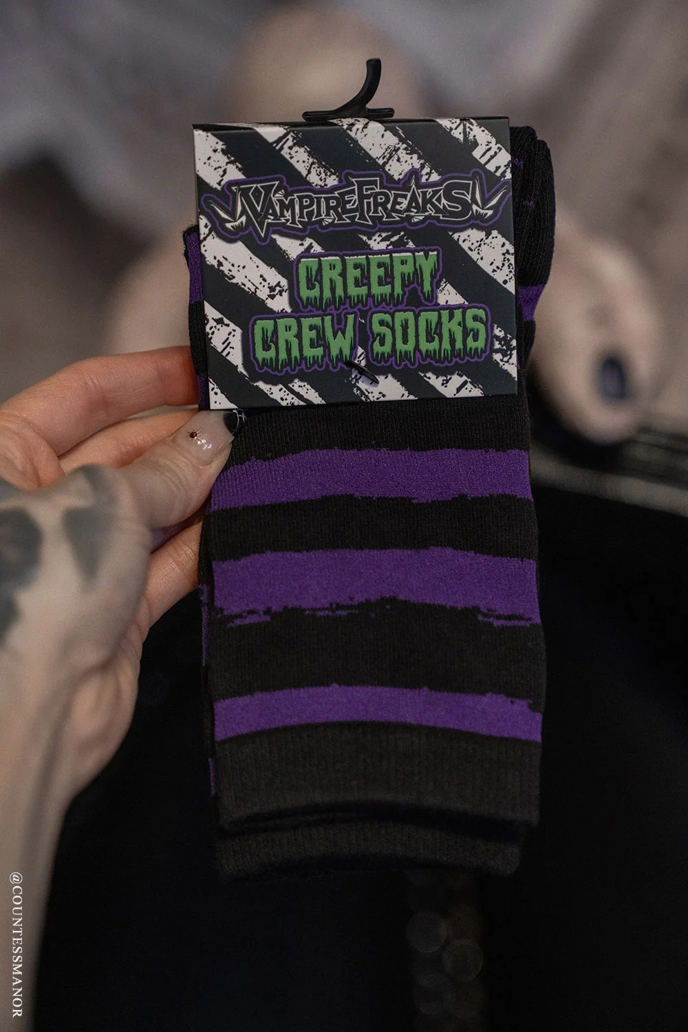 Creepy Crew Socks [Purple/Black Stripes] - Image 2