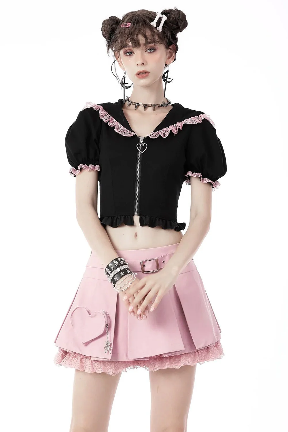 Creepy Kawaii Cat Crop Top - Image 3