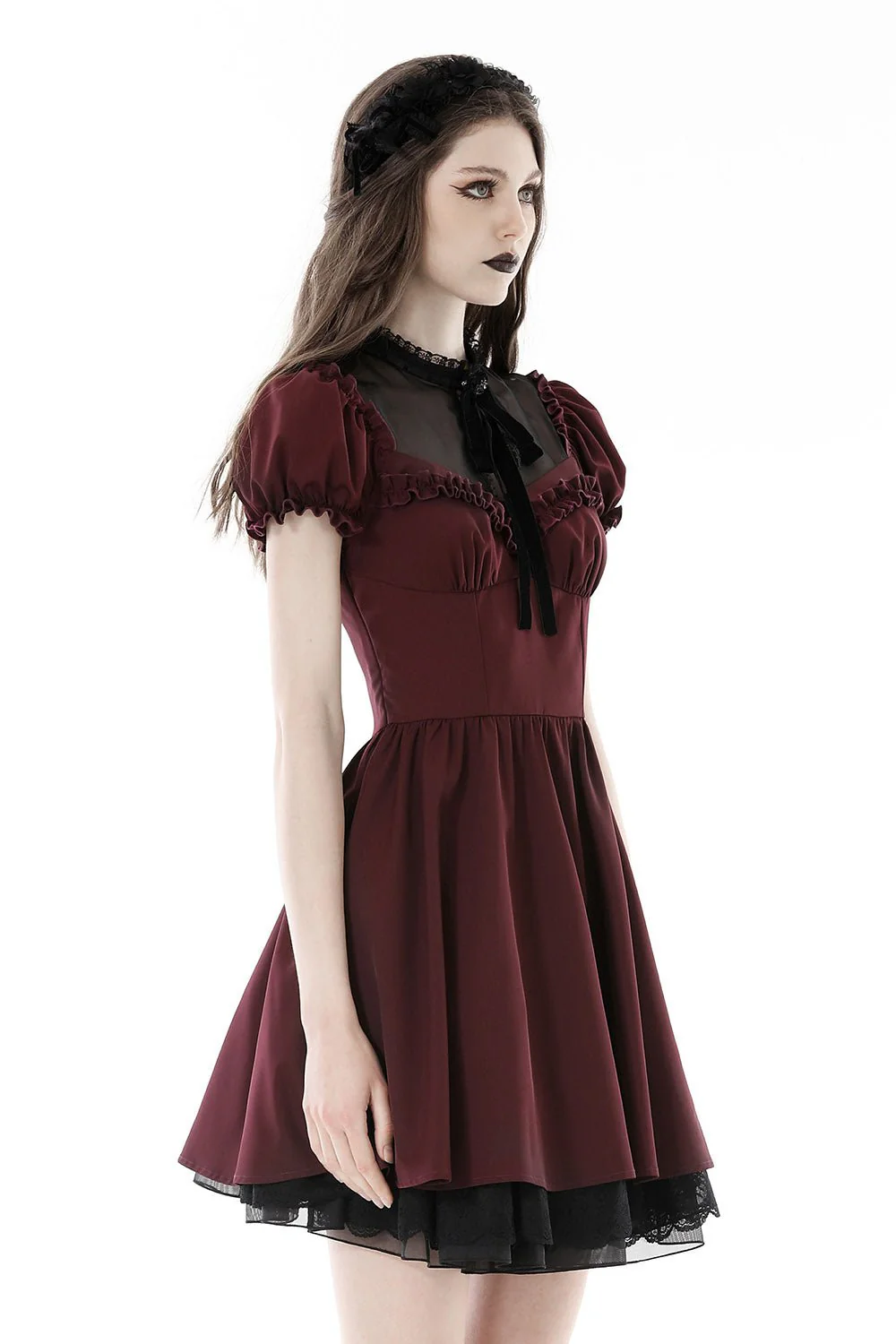 Crimson Blood Puffed Sleeve Dress - Image 3