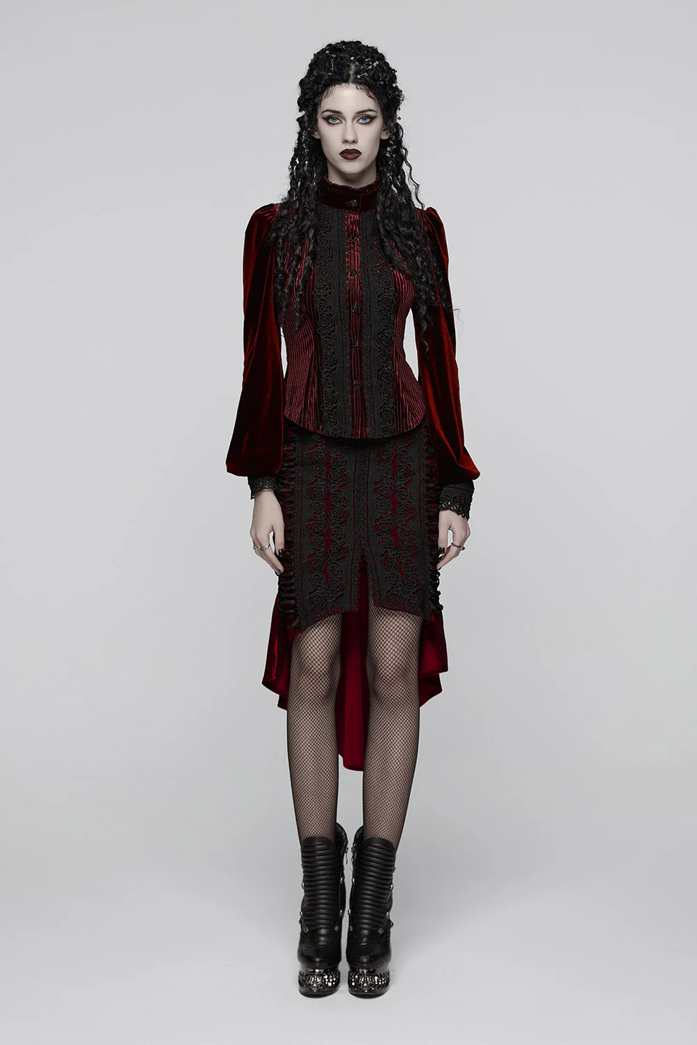 Crimson Bloom Embroidered Button-Up Top [Red] - Image 7