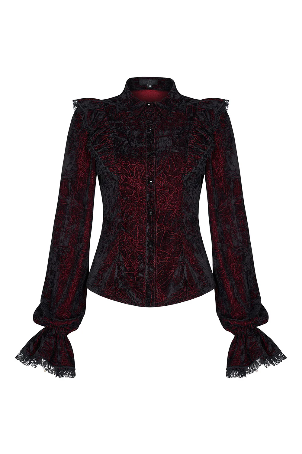 Crimson Manor Ruffled Button-Up Top - Image 5
