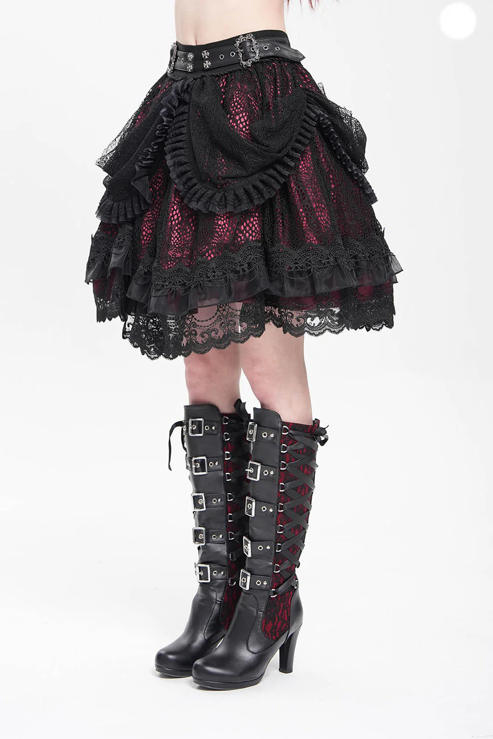 Crimson Veil Ruffle Skirt - Image 2