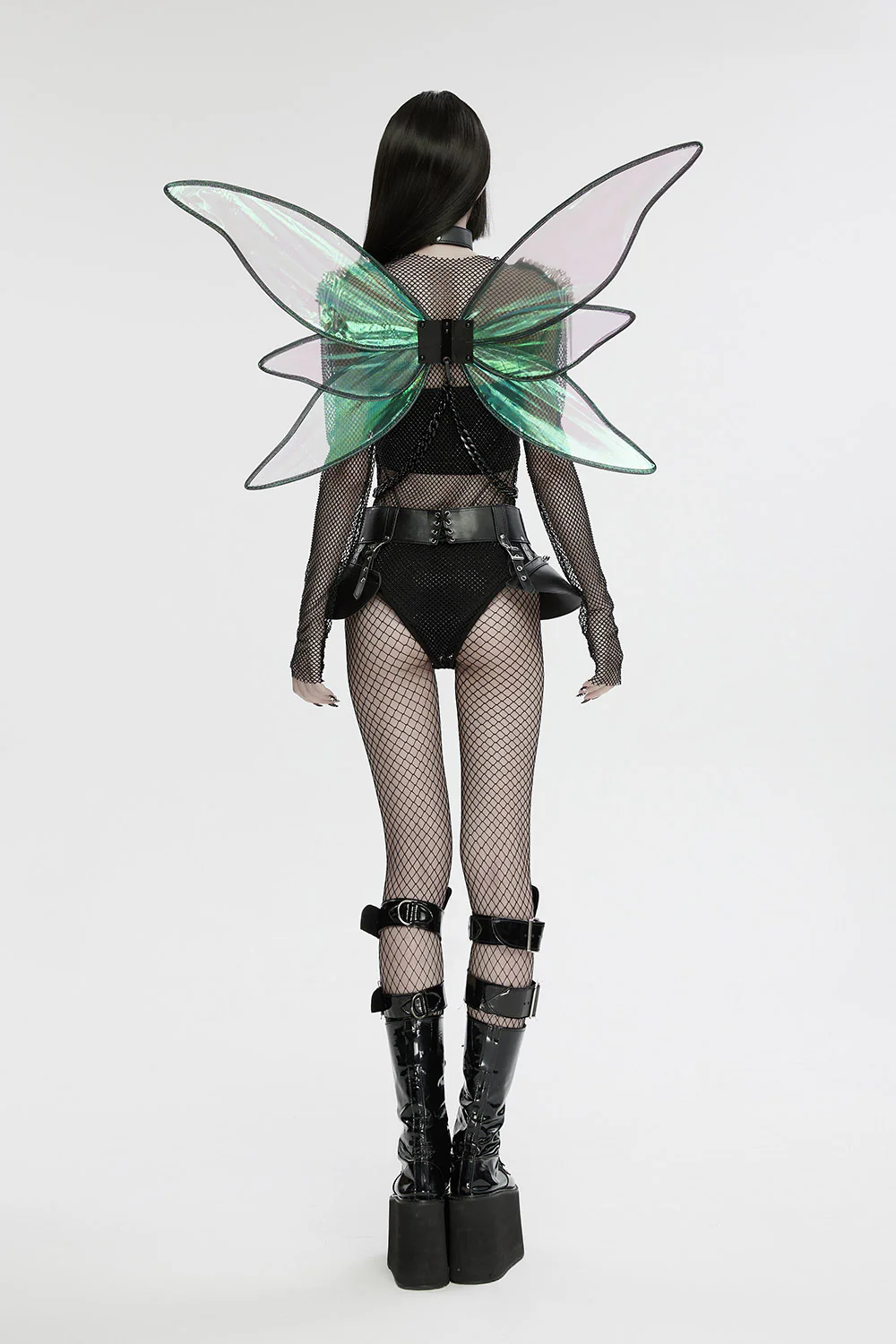 Cyberpunk Chain & Choker Fairy Wings Harness - Image 4