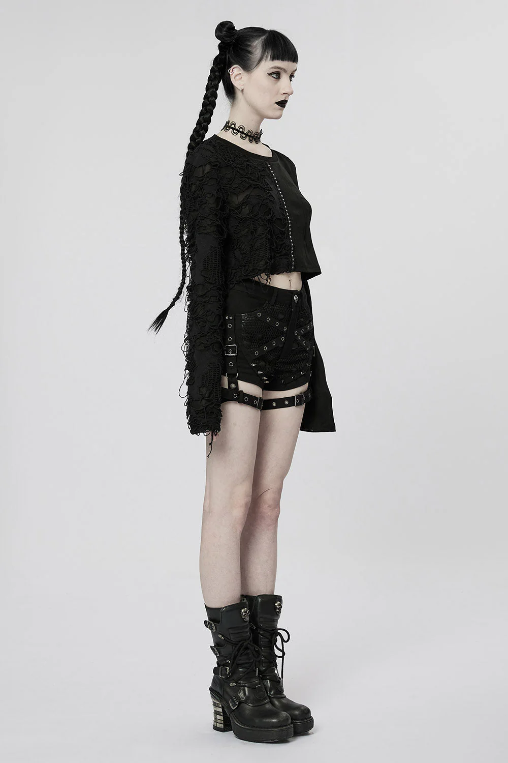 Daddy's Little Munster Crop Top [BLACK] - Image 2