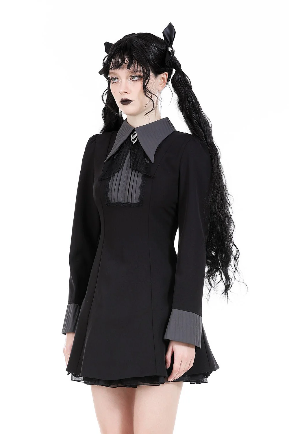 Dark Academia Batwing Collar Dress - Image 3