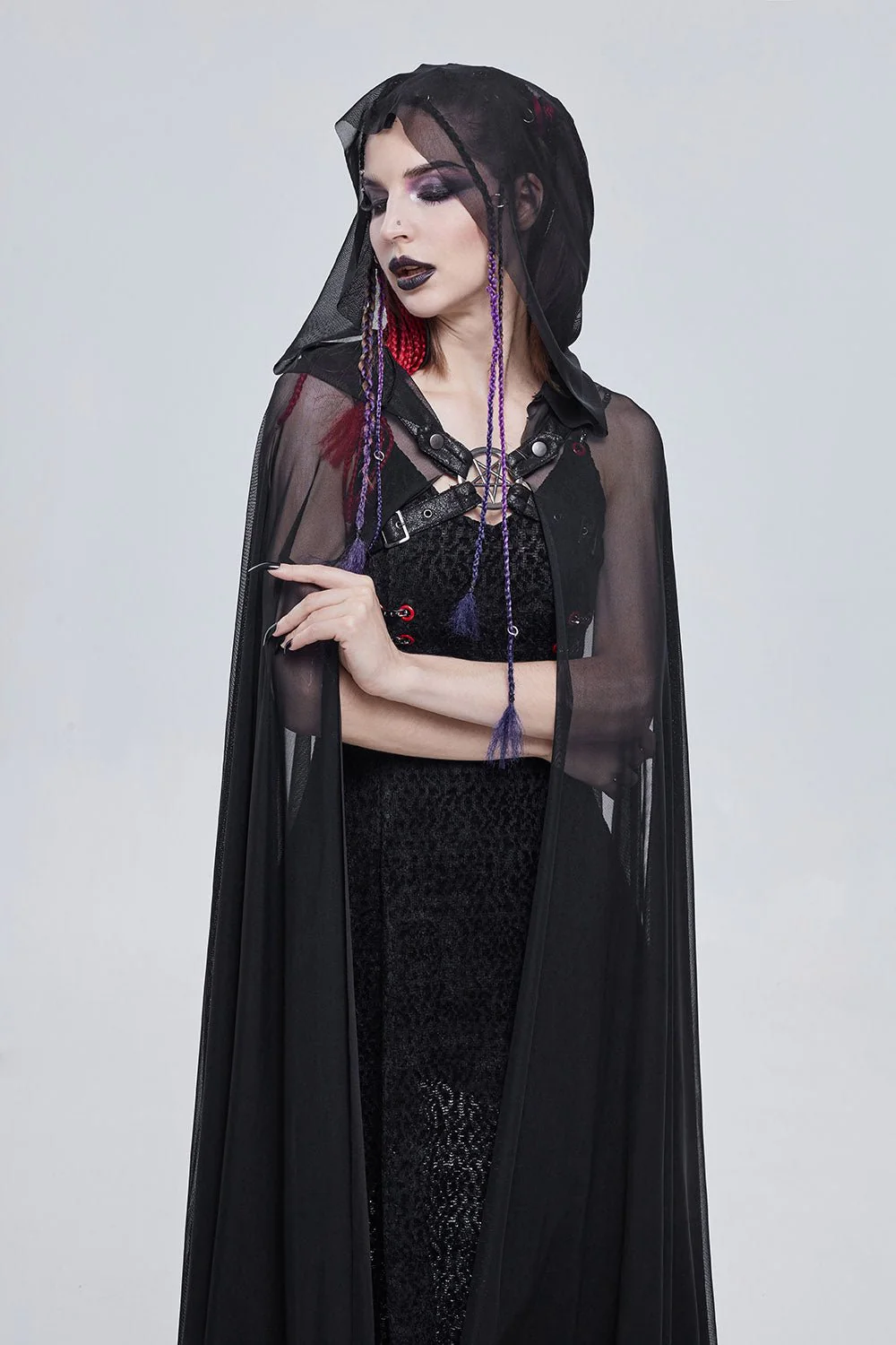Dark Fae Mesh Hooded Cloak - Image 6