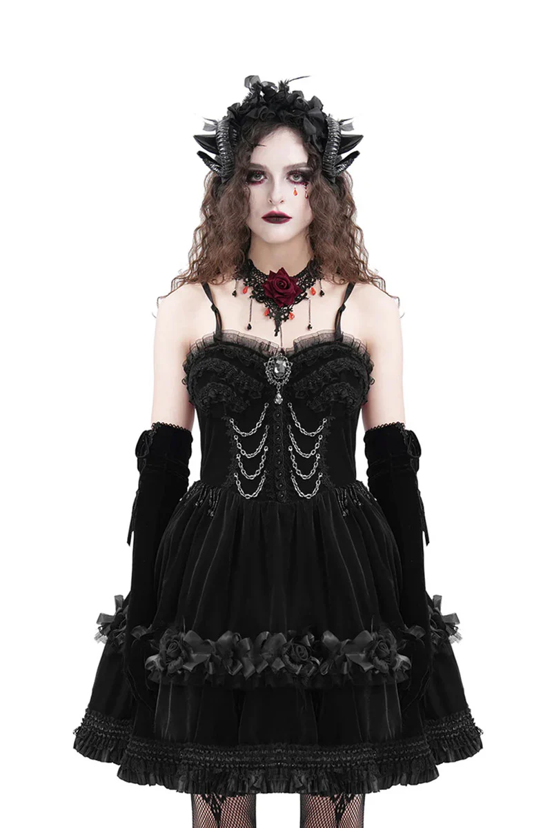 Dark Palace Ruffle Mini Dress - Image 2