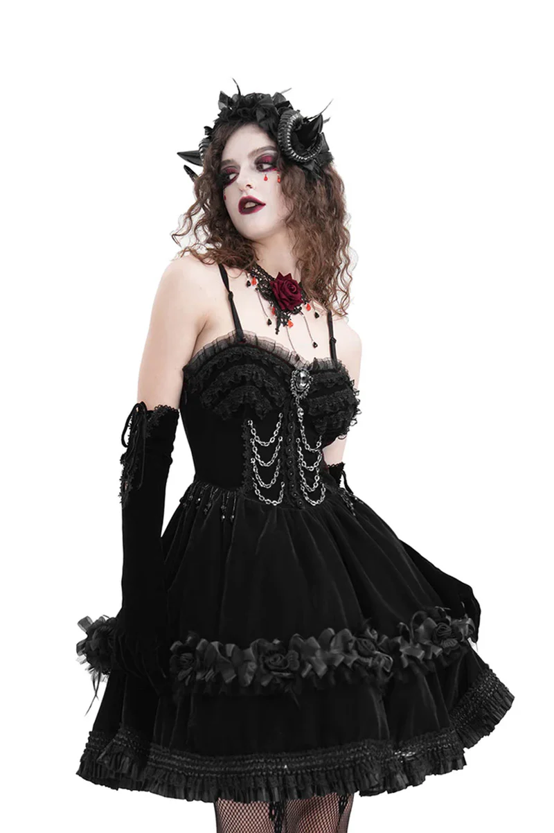 Dark Palace Ruffle Mini Dress - Image 3