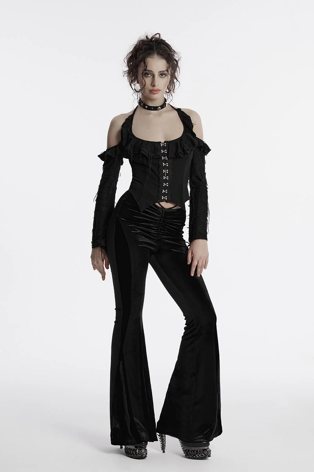 Dark Sacrament Velvet Bell Bottoms [Black] - Image 2