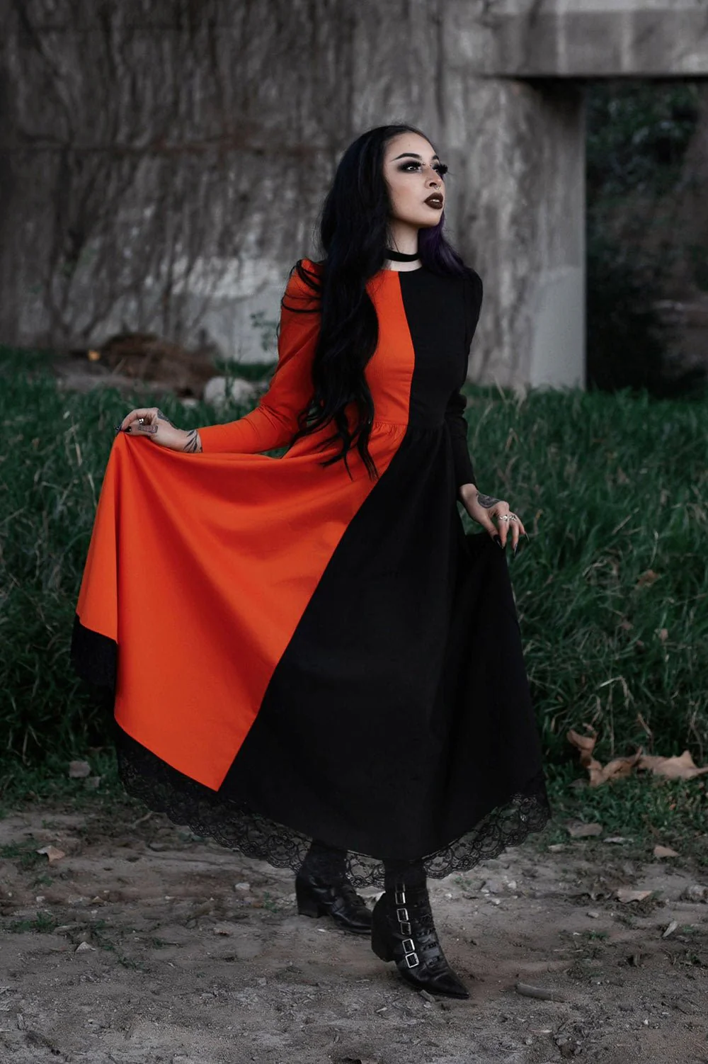 Daughter of Salem Dress [BLACK/ORANGE] - Image 2
