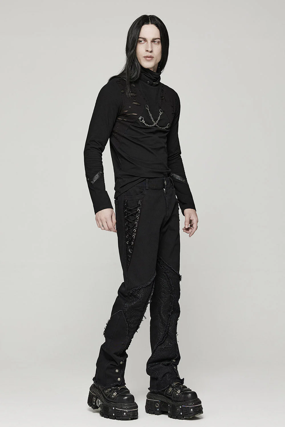 Death Webs Distressed Pants [BLACK] - Image 2
