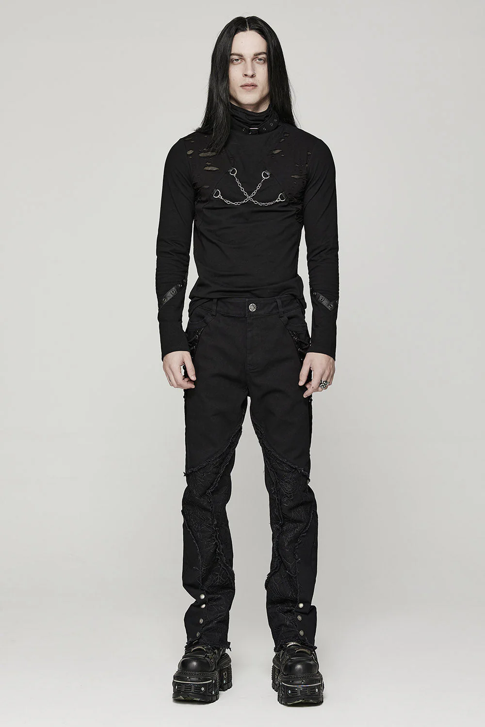 Death Webs Distressed Pants [BLACK] - Image 4