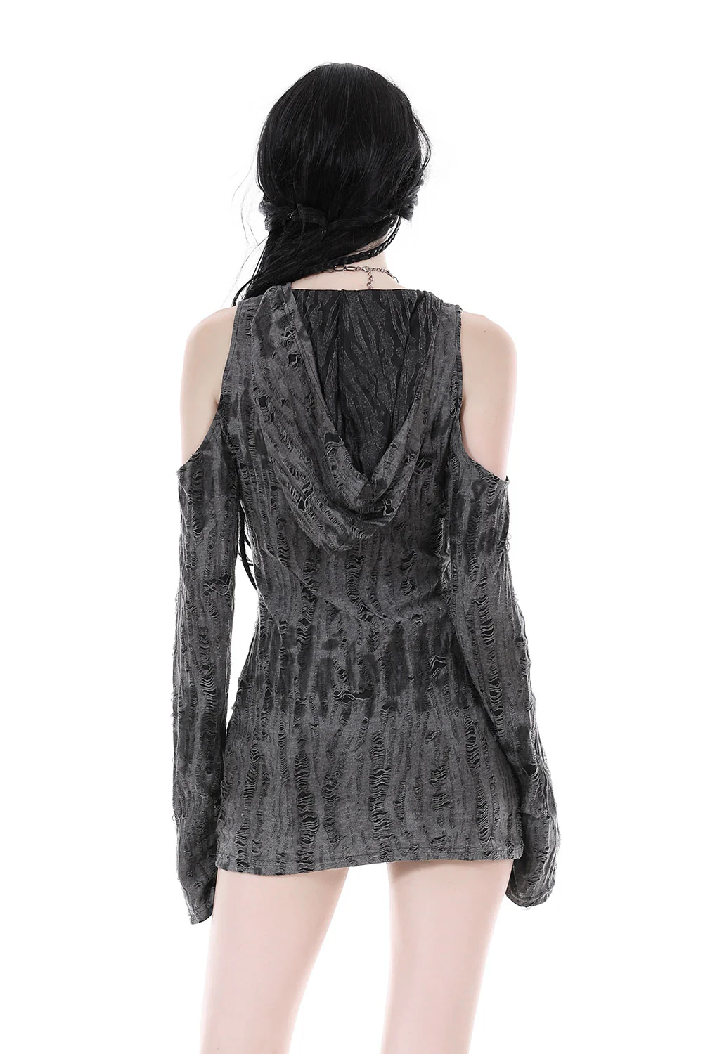 Decay Long Hooded Top with Thumbholes - Image 4
