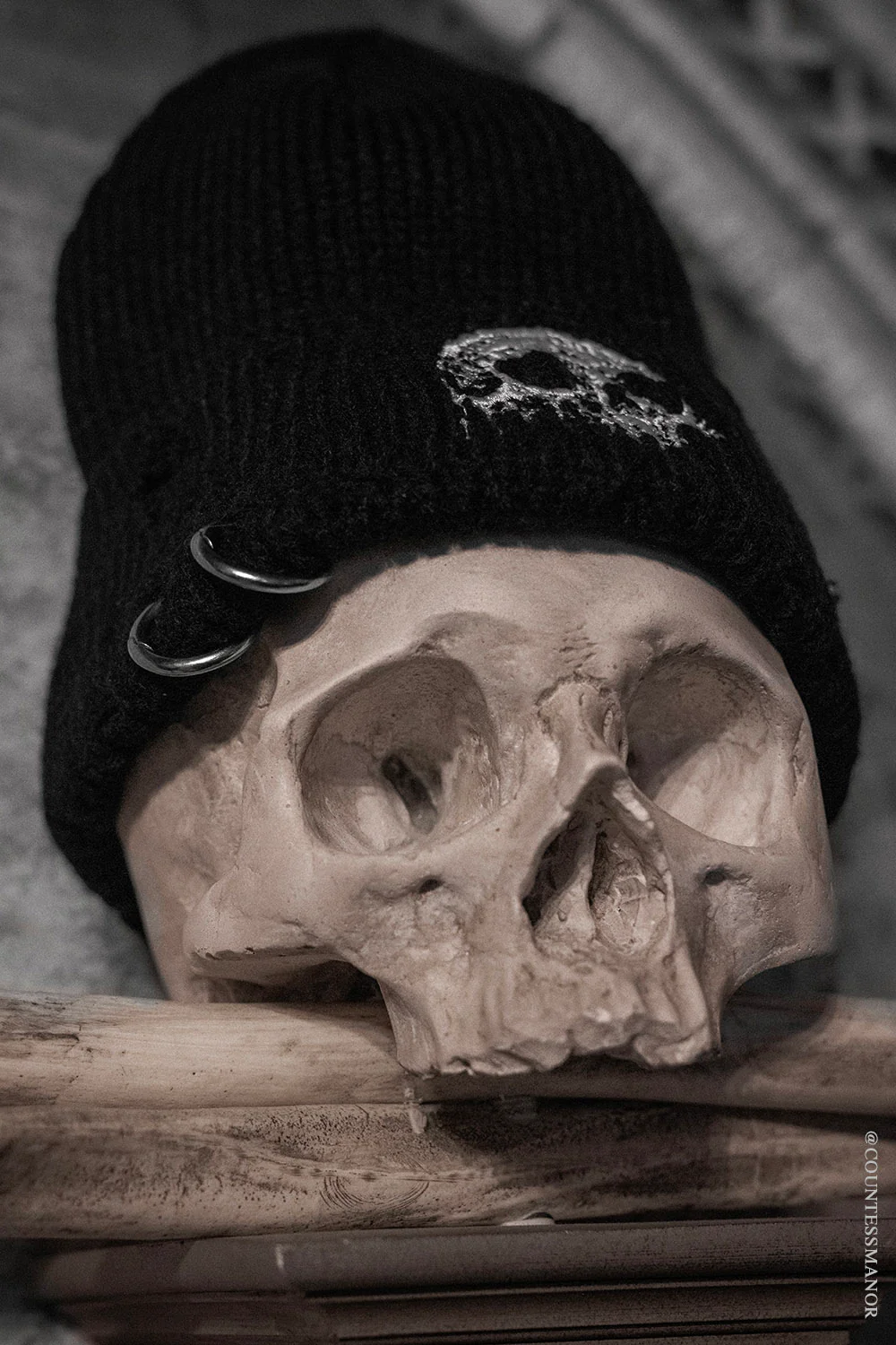 Distressed Pierced Beanie [Skull Drip] - Image 4