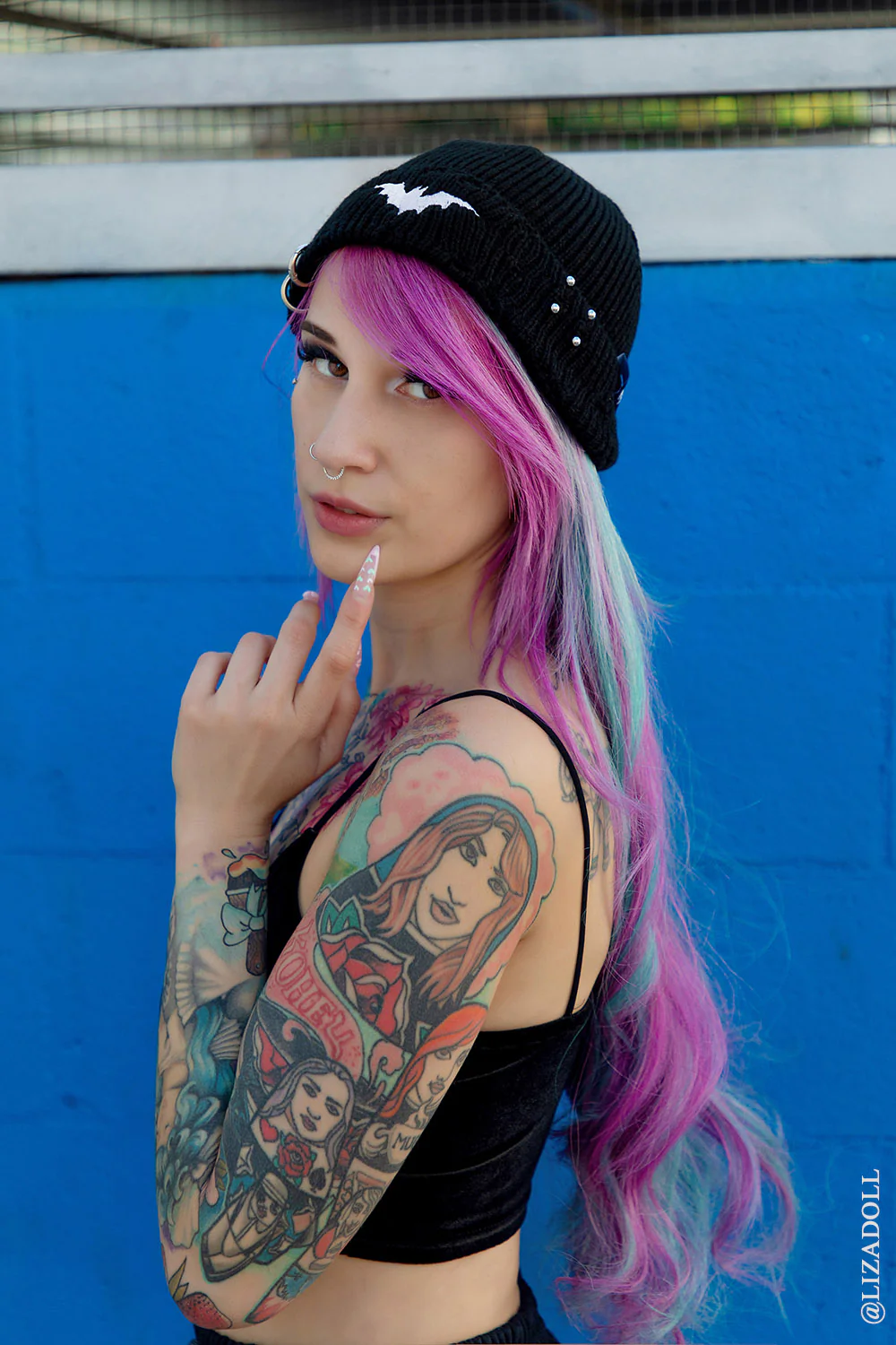 Distressed Pierced Beanie [White Bat] - Image 4