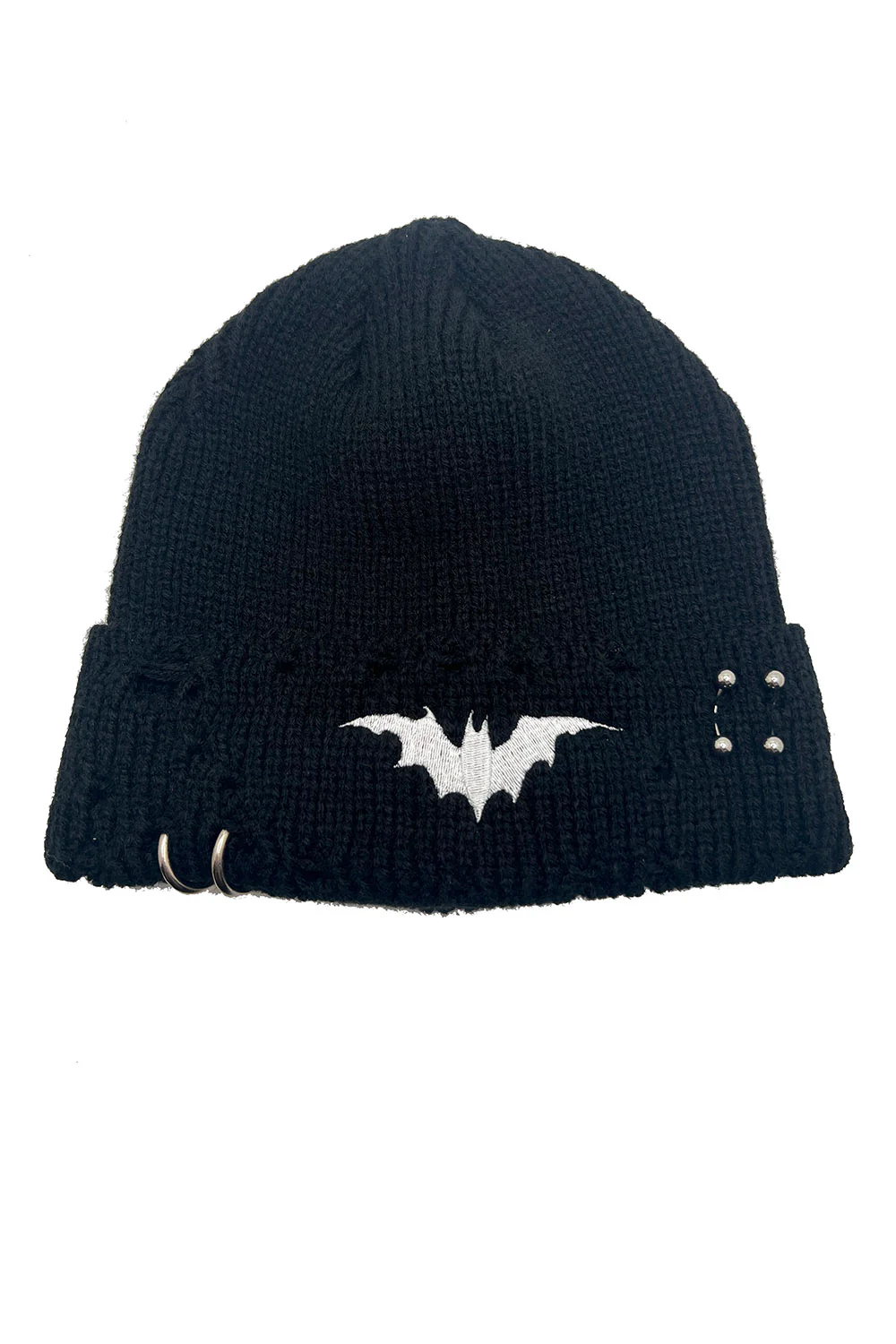 Distressed Pierced Beanie [White Bat] - Image 9
