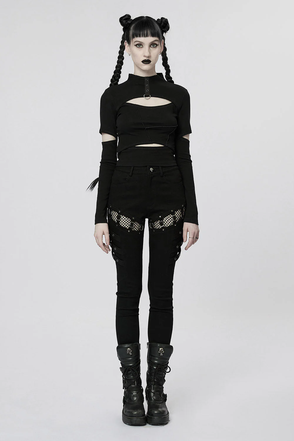 Doll Stitches Hollow-Out Top[BLACK] - Image 2