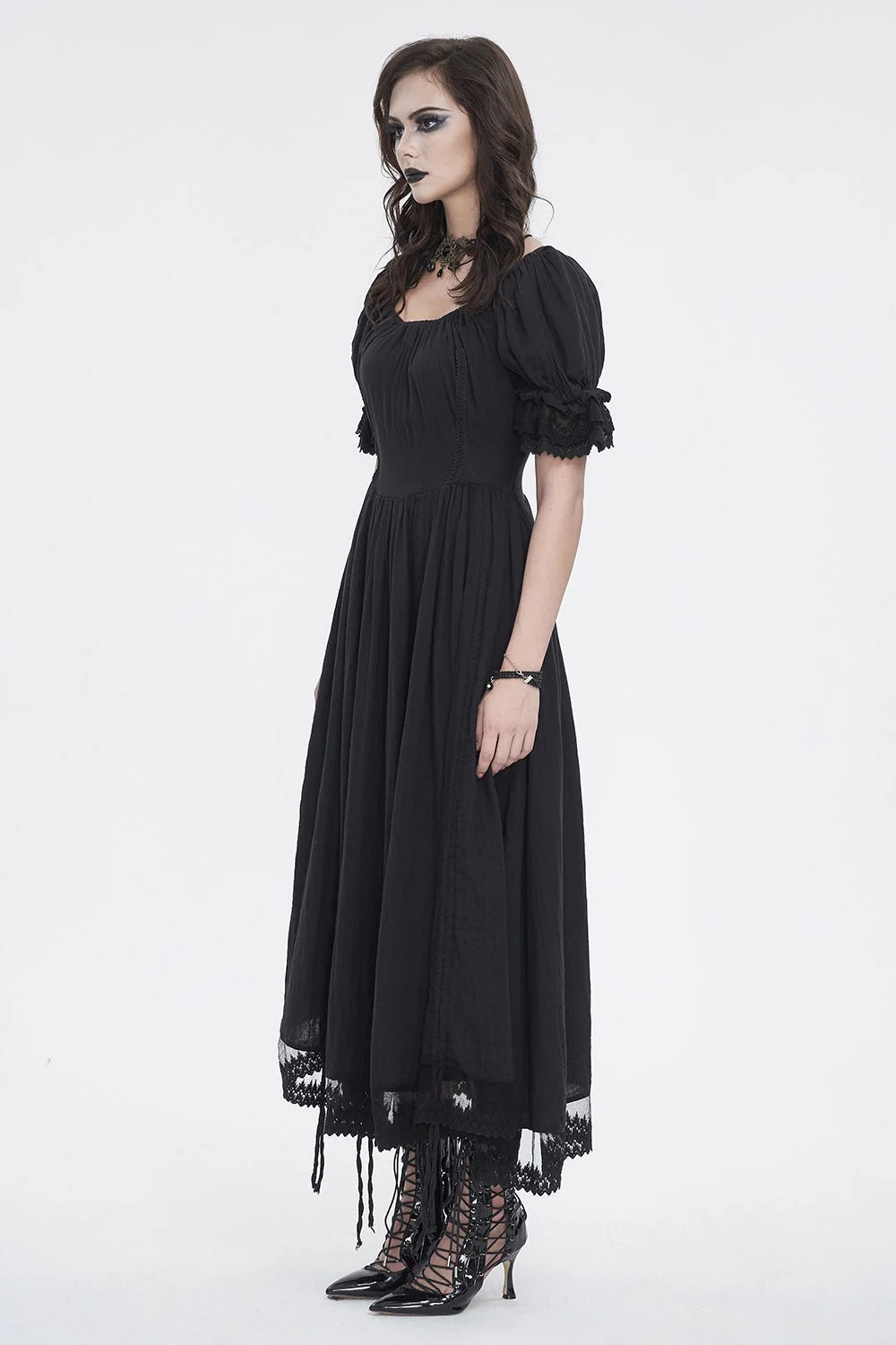 Dreary Prairie Black Bustle Dress - Image 5