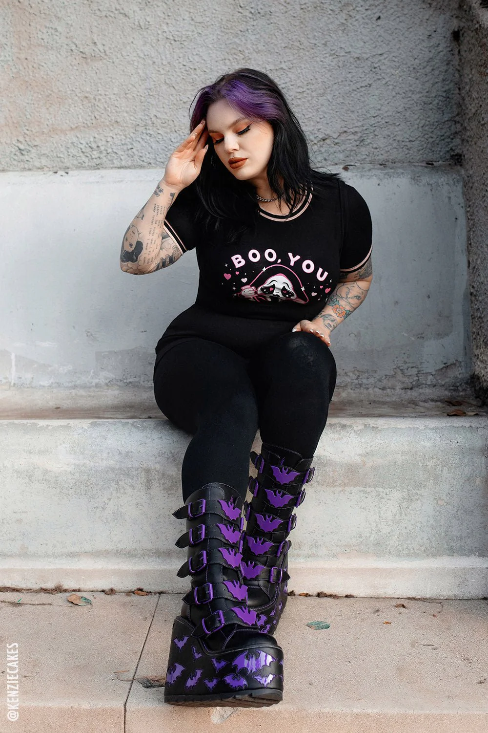 Dune Bat Platform Boots [BLACK/PURPLE] - Image 5