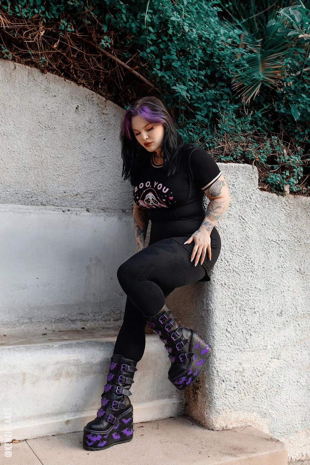 Dune Bat Platform Boots [BLACK/PURPLE] - Image 6