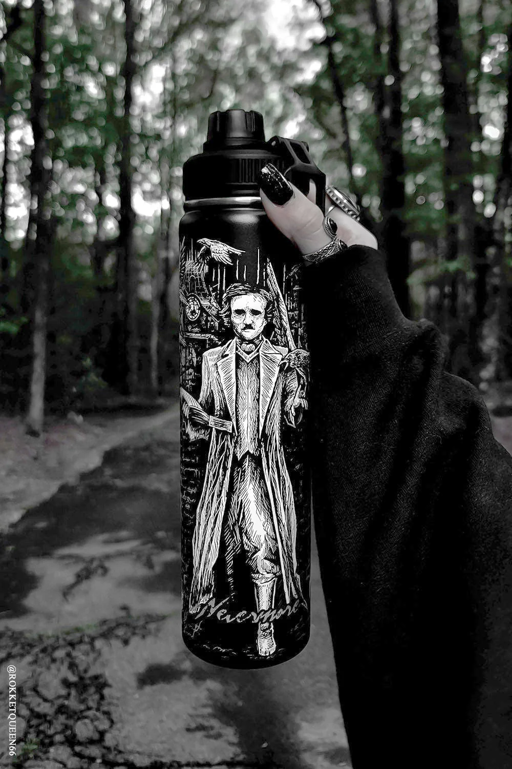 Edgar Allan Poe 24 Oz Water Bottle Tumbler