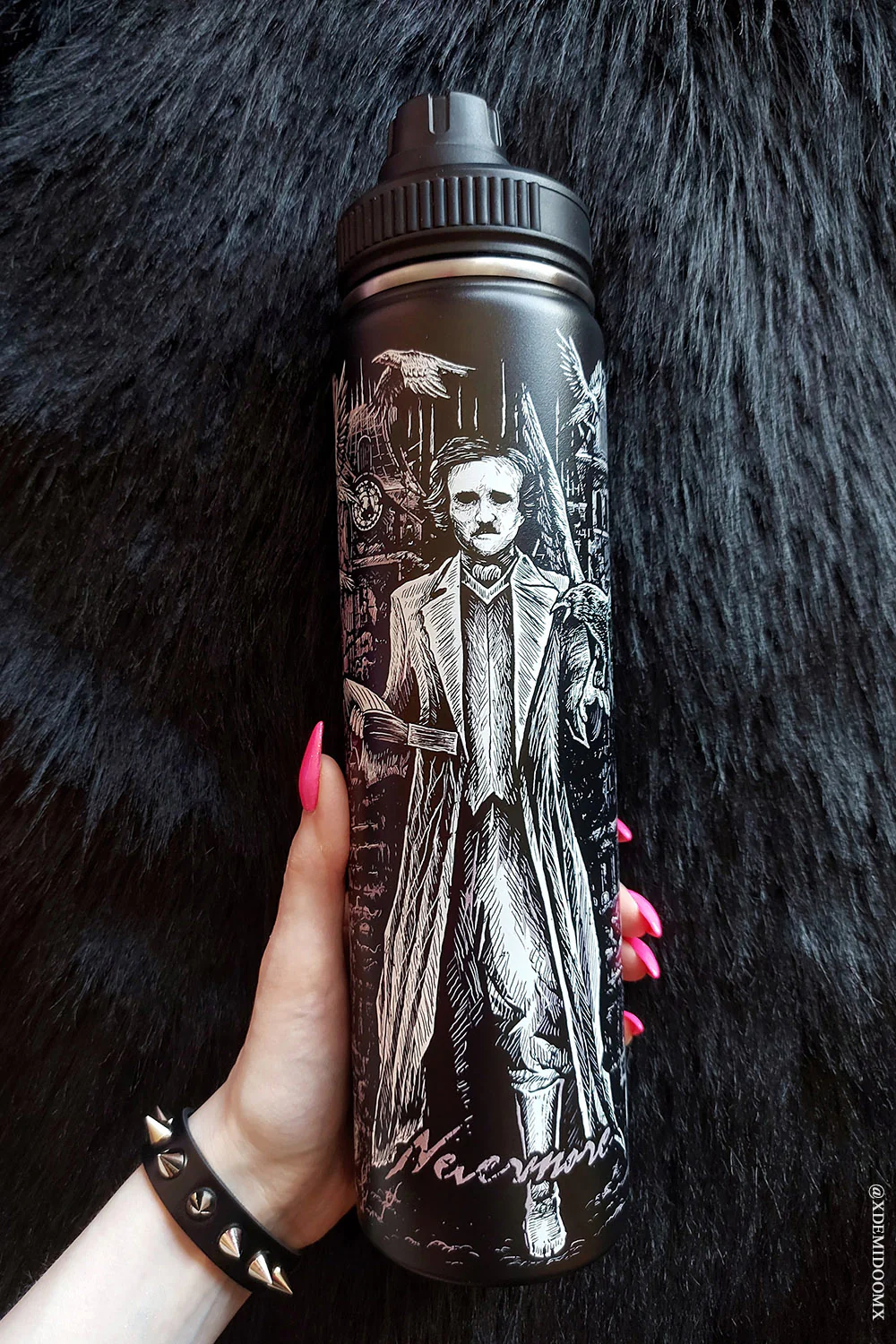 Edgar Allan Poe 24 Oz Water Bottle Tumbler - Image 2