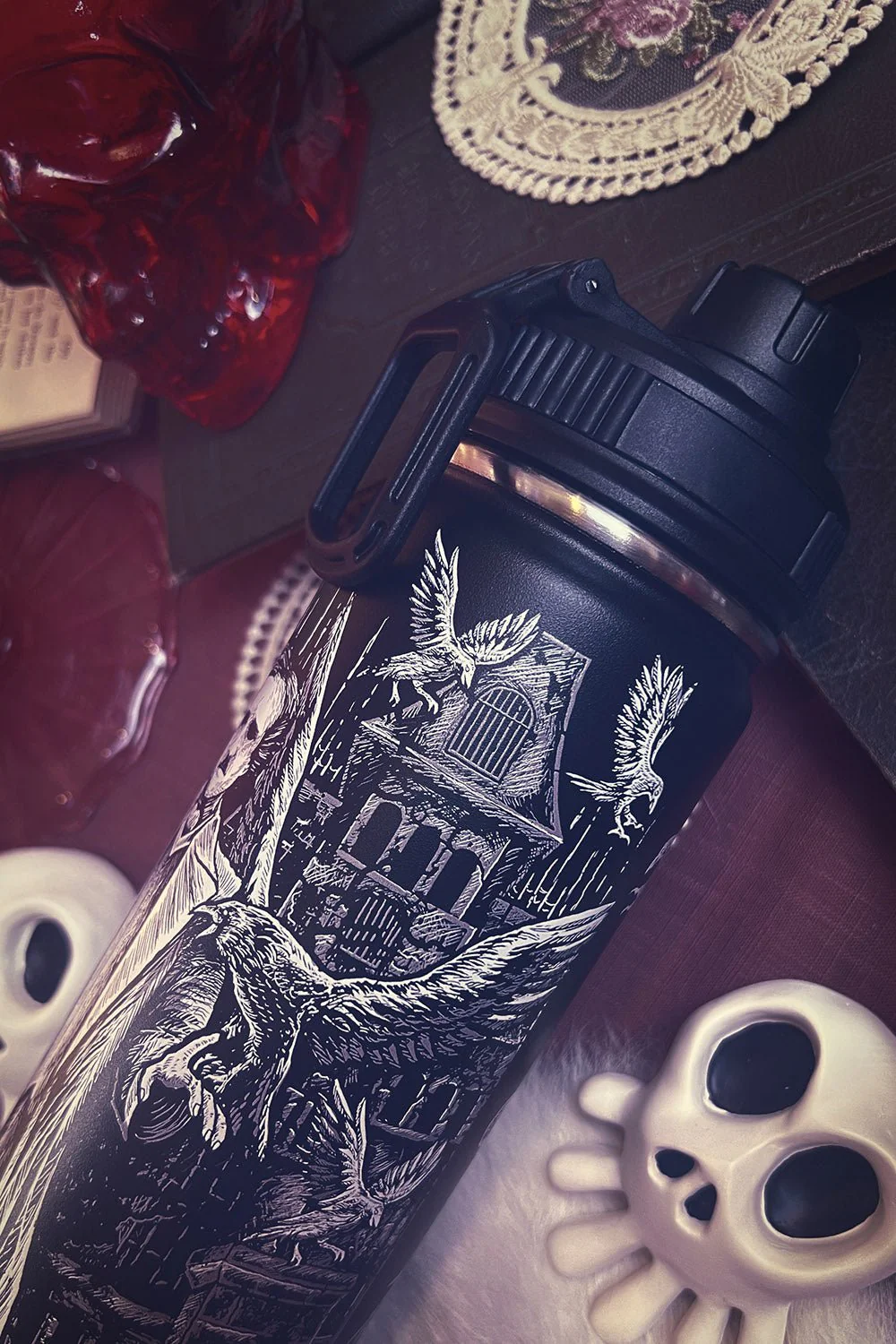 Edgar Allan Poe 24 Oz Water Bottle Tumbler - Image 8