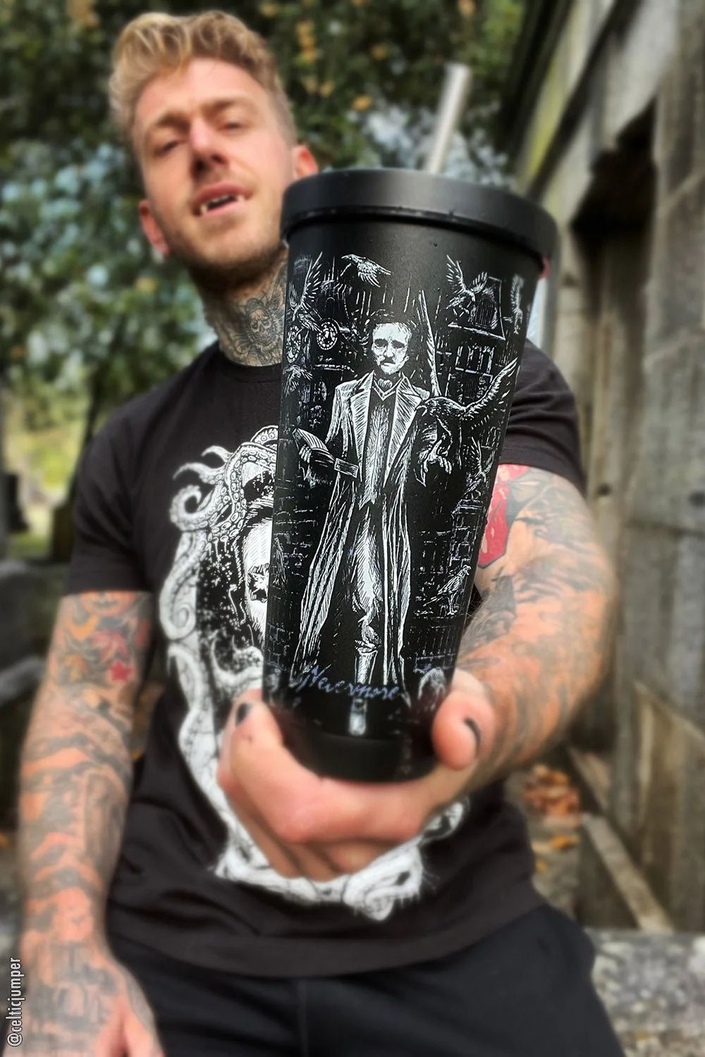 Edgar Allan Poe Cold Brew Tumbler with Straw