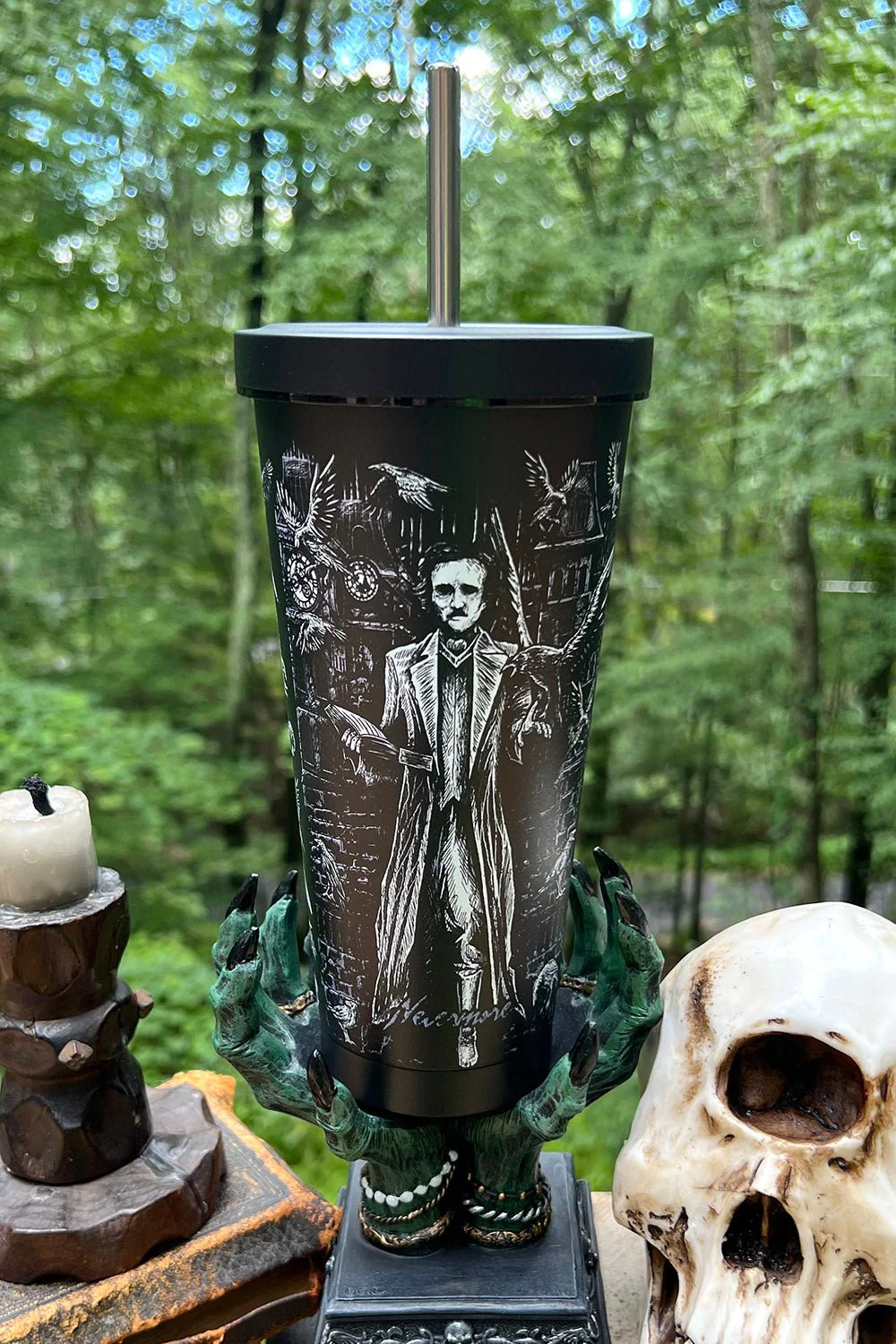 Edgar Allan Poe Cold Brew Tumbler with Straw - Image 14