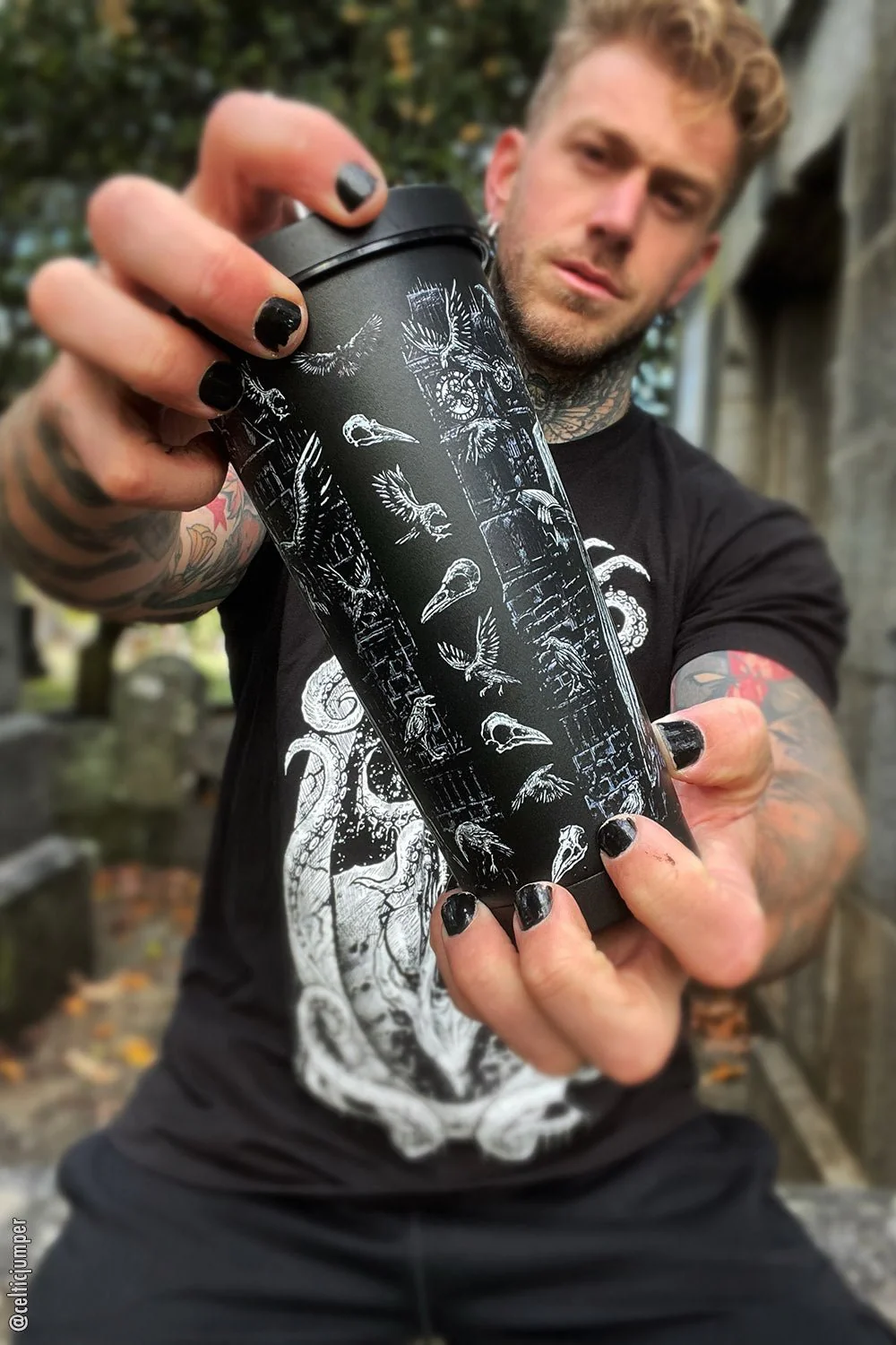 Edgar Allan Poe Cold Brew Tumbler with Straw - Image 2