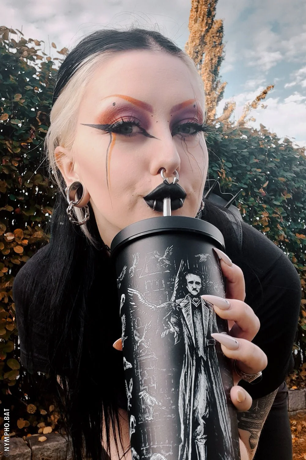 Edgar Allan Poe Cold Brew Tumbler with Straw - Image 3