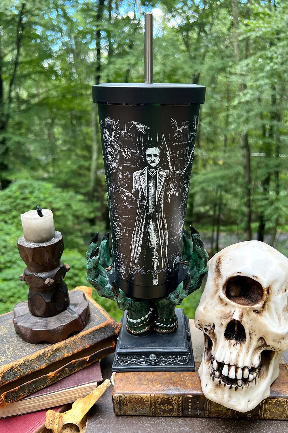 Edgar Allan Poe Cold Brew Tumbler with Straw - Image 4