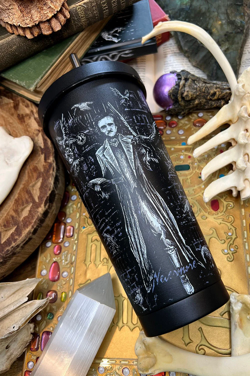Edgar Allan Poe Cold Brew Tumbler with Straw - Image 6