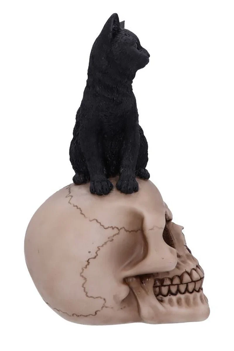 Familiar Fate Black Witches Cat and Skull Figurine - Image 3