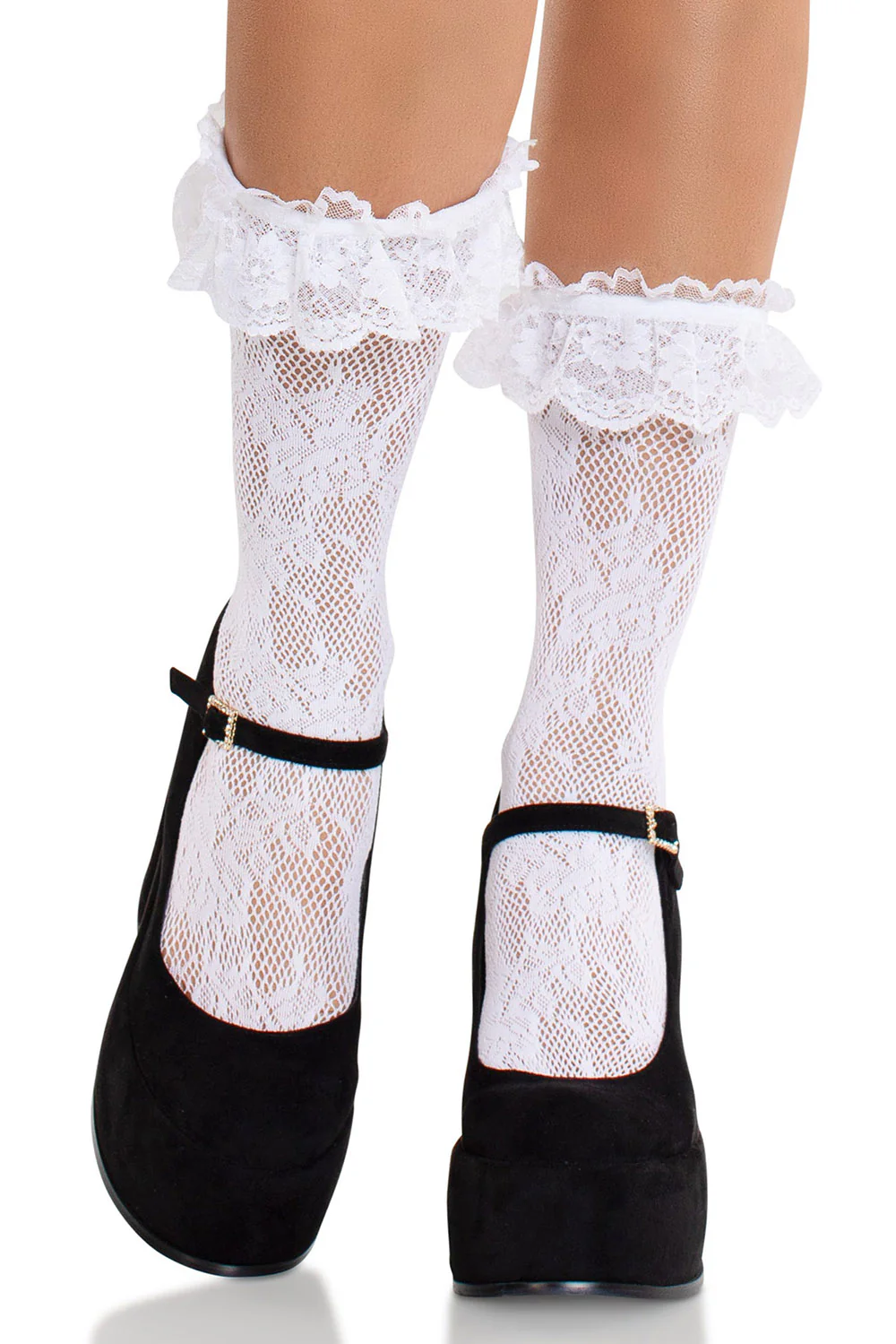 Floral Lace Ruffle Top Anklets [Multiple Colors] - Image 2