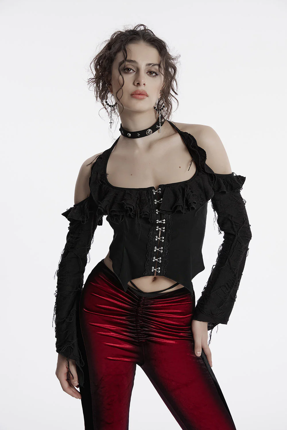 Forest Witch Long Sleeve Halter Top