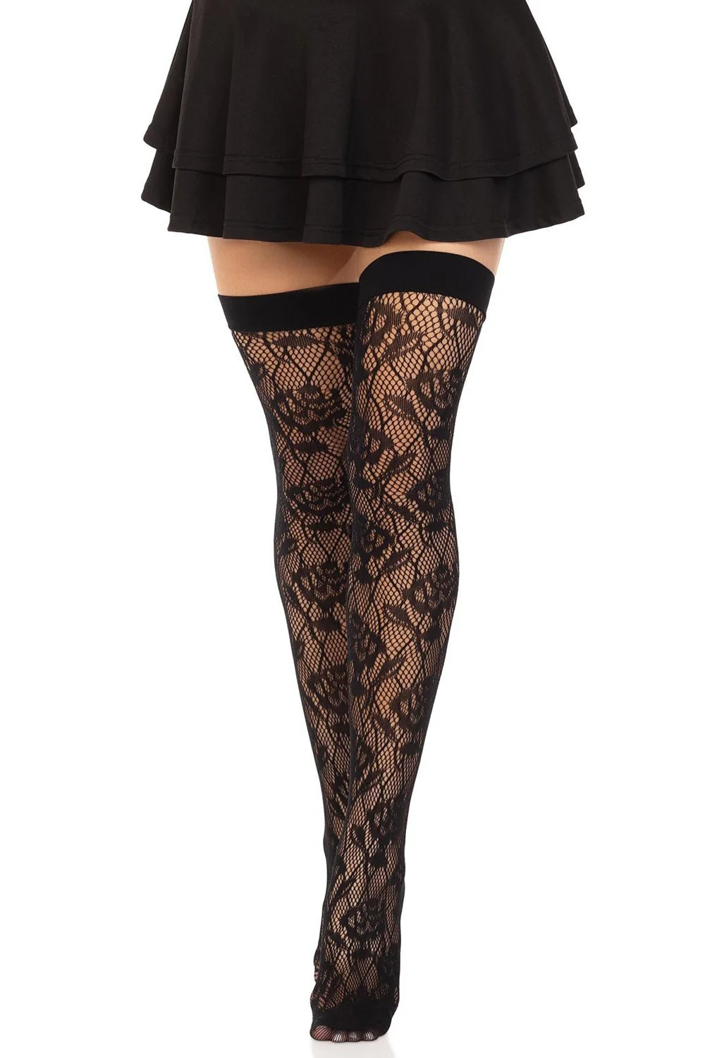 Funeral Flowers Fishnet Thigh High Stockings - Image 4