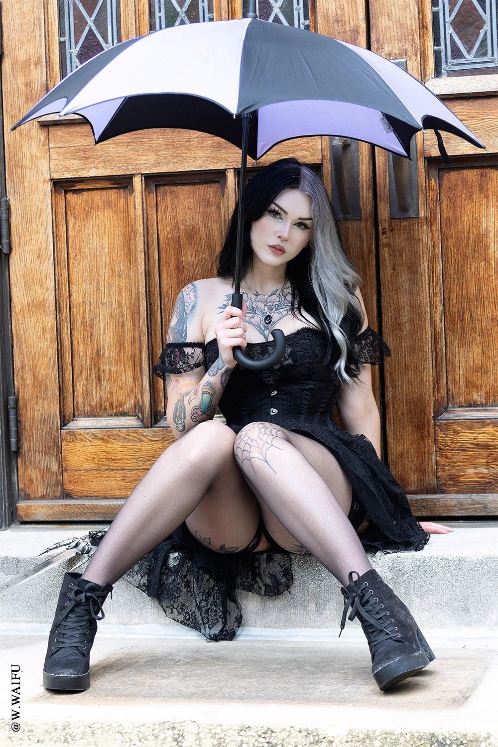 Funeral Procession Umbrella [BLACK/PURPLE] - Image 3