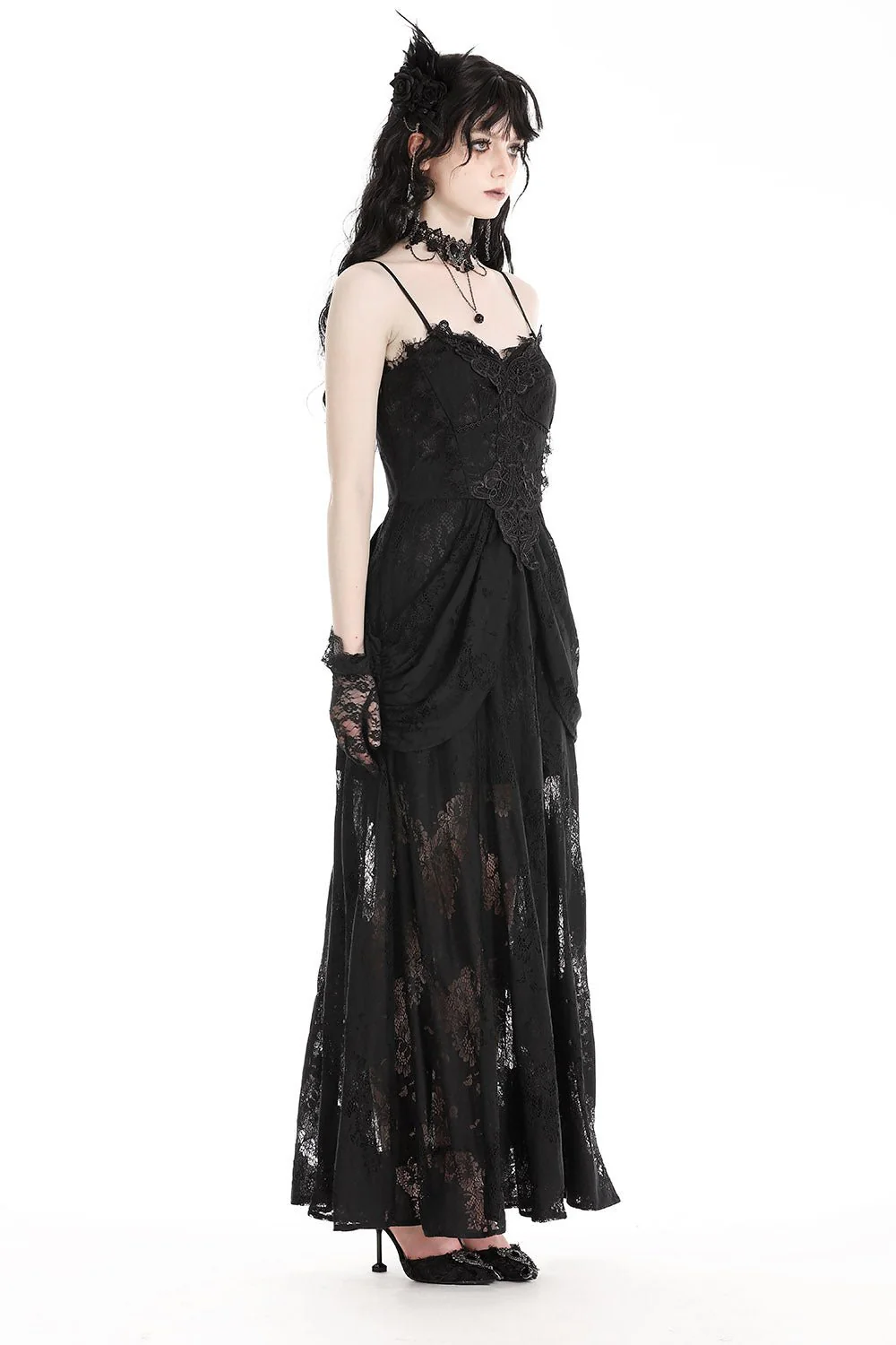 Ghost Seer Gothic Lace Bustle Dress - Image 5