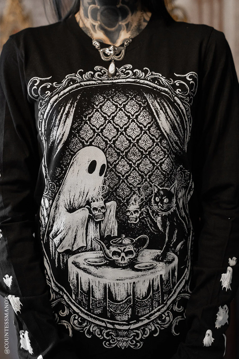 Ghostly Tea Time T-shirt - Image 2