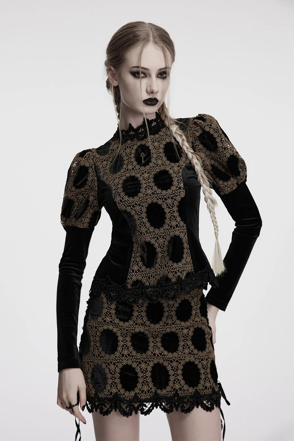 Gloomkey Antiquated Lace Top [Black/Copper] - Image 3